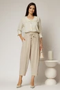 Pantaloni ivoire de zi din tencel cu snur si elastic pe talie, 3, dyfashion.ro
