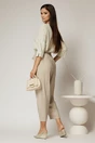 Pantaloni ivoire de zi din tencel cu snur si elastic pe talie, 2, dyfashion.ro