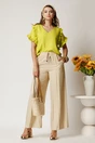 Pantaloni ivory din rayon cu croi lejer si elastic in talie, 3, dyfashion.ro