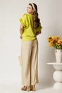 Pantaloni ivory din rayon cu croi lejer si elastic in talie, 2, dyfashion.ro