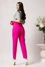 Pantaloni LaDonna office din stofa fucsia cu pliuri nasturi pe talie, 3, dyfashion.ro