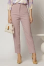 Pantaloni lila roze cu croi conic si talie inalta, 1, dyfashion.ro