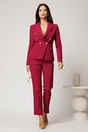 Pantaloni magenta din stofa cu croi drept si buzunare, 1, dyfashion.ro