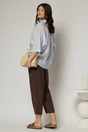 Pantaloni maro de zi din tencel cu snur si elastic pe talie, 2, dyfashion.ro