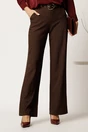 Pantaloni maro din stofa cu croi drept si curea in talie, 1, dyfashion.ro