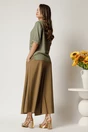 Pantaloni maro lejeri tip fusta din viscoza cu elastic in talie, 2, dyfashion.ro