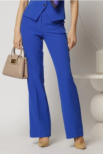 Pantaloni Melody albastri lungi croi usor evazat