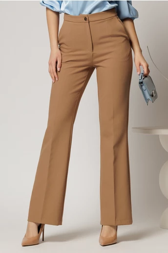 Pantaloni Melody bej lungi croi usor evazat