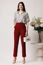 Pantaloni Moze office din stofa bordo cu dunga si buzunare, 2, dyfashion.ro