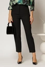 Pantaloni negri cu croi conic si talie inalta, 1, dyfashion.ro