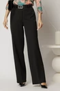 Pantaloni negri cu croi drept cu adaos de viscoza, 1, dyfashion.ro