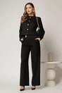 Pantaloni negri cu croi larg si inchidere cu nasturi, 1, dyfashion.ro