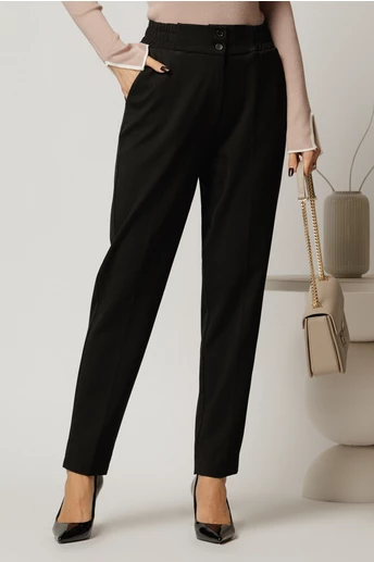 Pantaloni negri din stofa cu elastic pe talie