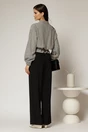 Pantaloni negri din triplu voal cu pliuri si croi lejer, 2, dyfashion.ro