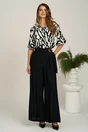 Pantaloni negri din viscoza evazati cu catarama in talie, 1, dyfashion.ro