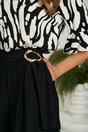Pantaloni negri din viscoza evazati cu catarama in talie, 3, dyfashion.ro