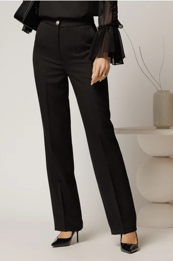 Pantaloni negri office cu croi pana