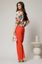 Pantaloni oranj cu croi drept si buzunare, 2, dyfashion.ro
