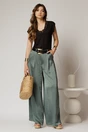 Pantaloni palazzo kaki din satin, 3, dyfashion.ro