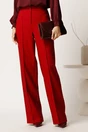 Pantaloni rosii din stofa evazati cu dunga, 1, dyfashion.ro