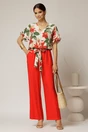 Pantaloni rosii din viscoza cu croi lejer si cordon cu print, 3, dyfashion.ro