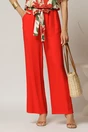 Pantaloni rosii din viscoza cu croi lejer si cordon cu print, 1, dyfashion.ro