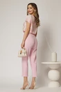 Pantaloni roz cu croi conic si talie inalta, 2, dyfashion.ro