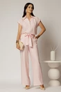 Pantaloni roz din rayon cu croi lejer si cordon in talie, 3, dyfashion.ro