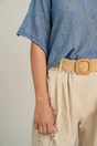 Pantaloni scurti bej din in cu croi lejer si curea in talie, 3, dyfashion.ro