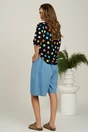 Pantaloni scurti bleu din denim lejeri cu pliuri si curea in talie, 2, dyfashion.ro