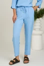 Pantaloni vaporosi bleu din viscoza cu elastic in talie- LaDonna, 1, dyfashion.ro