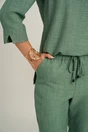 Pantaloni vaporosi kaki din viscoza cu elastic in talie, 3, dyfashion.ro
