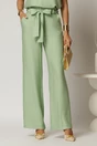 Pantaloni verde fistic din rayon cu croi lejer si cordon in talie, 1, dyfashion.ro