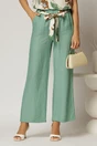 Pantaloni verde menta din viscoza cu croi lejer si cordon cu print, 1, dyfashion.ro
