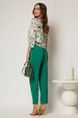 Pantaloni verzi conici cu nasturi decorativi pe talie, 2, dyfashion.ro