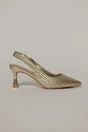Pantofi aurii din piele ecologica cu design impletit, 2, dyfashion.ro