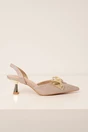 Pantofi aurii eleganti cu glitter si funda pe varf, 2, dyfashion.ro
