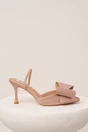 Pantofi bej eleganti din satin cu funda maxi, 4, dyfashion.ro