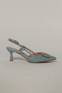 Pantofi bleu cu finisaj impletit si accesoriu cu pietre stralucitoare, 2, dyfashion.ro