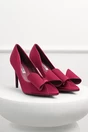 Pantofi bordo din material satinat cu funda maxi pe varf, 1, dyfashion.ro