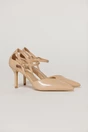 Pantofi eleganti bej aspect lucios cu bareta si decupaj lateral, 1, dyfashion.ro