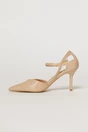 Pantofi eleganti bej aspect lucios cu bareta si decupaj lateral, 3, dyfashion.ro