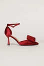 Pantofi eleganti bordo din material satinat cu funda maxi stralucitoare, 2, dyfashion.ro