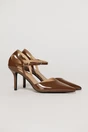 Pantofi eleganti maro aspect lucios cu bareta si decupaj lateral, 1, dyfashion.ro