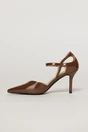 Pantofi eleganti maro aspect lucios cu bareta si decupaj lateral, 3, dyfashion.ro