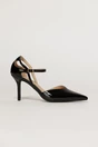 Pantofi eleganti negri aspect lucios cu bareta si decupaj lateral, 2, dyfashion.ro