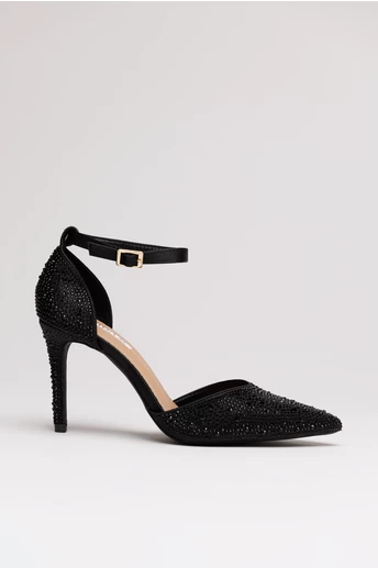Pantofi eleganti negri cu aplicatii stralucitoare