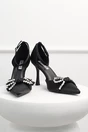 Pantofi eleganti negri din material satinat cu funda si strasuri, 4, dyfashion.ro