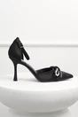 Pantofi eleganti negri din material satinat cu funda si strasuri, 5, dyfashion.ro