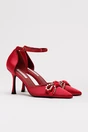 Pantofi eleganti rosii din material satinat cu funda si strasuri, 1, dyfashion.ro